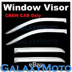 14-16 GMC Sierra 1500 Crew Cab Window Visor Chrome Shade Vent Wind Deflectors