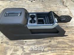 14-18 Sierra Silverado Center Console Crew Brown Leather Armrest Lid Cup Holder