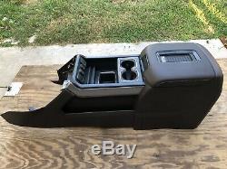 14-18 Sierra Silverado Center Console Crew Brown Leather Armrest Lid Cup Holder