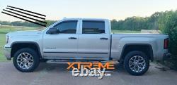 14-19 Silverado Sierra Crew Cab 1500 2500 3500 Gloss Black Door Molding Set