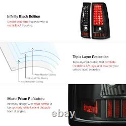 1999-2002 Chevrolet Silverado Black LED Brake Tail Lights Signal Lamps Assembly
