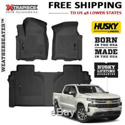 19-20 Chevy Silverado 1500 Crew Cab Husky Liners WeatherBeater Floor Mats Black