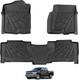 3pcs Black Front Rear Row Floor Mats Tpe Fits 99-07 Silverado Sierra Crew Cab