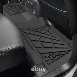 3PCS Black Front Rear Row Floor Mats TPE Fits 99-07 Silverado Sierra Crew Cab