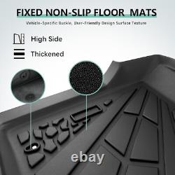 3PCS Black Front Rear Row Floor Mats TPE Fits 99-07 Silverado Sierra Crew Cab