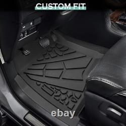 3PCS Black Front Rear Row Floor Mats TPE Fits 99-07 Silverado Sierra Crew Cab