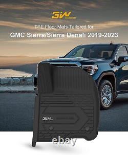 3W Floor Mats For Chevrolet Silverado GMC Sierra 1500 2500 Crew Cab 2019-2024