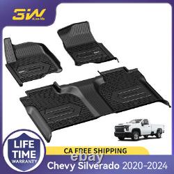 3W Floor Mats For Chevy Silverado/GMC Sierra Crew Cab 2019-2024 Weather Liner