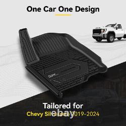 3W Floor Mats For Chevy Silverado/GMC Sierra Crew Cab 2019-2024 Weather Liner