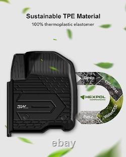 3W Floor Mats Liner for 2019-2025 Silverado / Sierra 1500 2500 3500 Crew Cab TPE