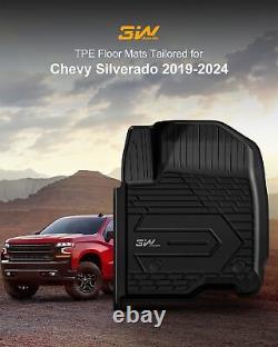 3W Floor Mats Liner for 2019-2025 Silverado / Sierra 1500 2500 3500 Crew Cab TPE