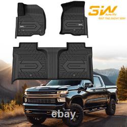 3W Floor Mats for 2019-2023 Denali Crew Cab Chevrolet Silverado 1500 /GMC Sierra
