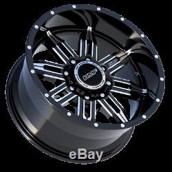 (4) 20X10 BMF Black & Milled Roulette Wheels 8x180 For Chevy/GMC 2500HD 3500HD