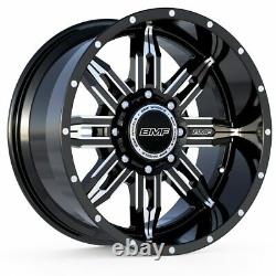 (4) 20X9 BMF Black & Milled Roulette Wheels 8x180 For Chevy/GMC 2500HD 3500HD