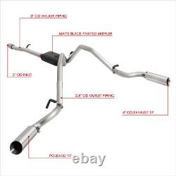 4 Muffler Tip Axle Cat Back Exhaust for 14-19 Silverado Sierra Ext/Crew Cab