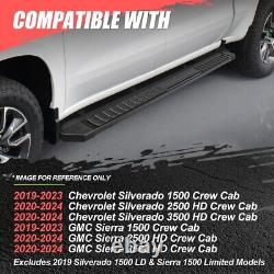 6 Flat Running Boards for Silverado Sierra 1500 2500 3500 HD Crew Cab 19-24