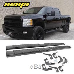 6 Running Boards For 07-18 GMC Sierra Chevy Silverado Crew Cab Black Side Steps