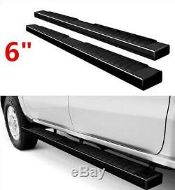 6 Running Boards For 07-18 GMC Sierra Chevy Silverado Crew Cab Black Side Steps