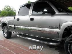 99-02 Silverado/Sierra Crew Cab Long Bed Body Side Molding Trim Stainless Steel