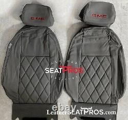 ALEA Leather Seat Covers 7-13 GMC Sierra Crew Extended Cab Diamond Titanium