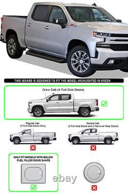 APS Black Running Boards Fit 19-25 Chevy Silverado GMC Sierra Crew Cab