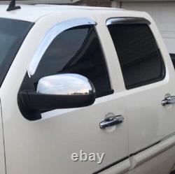 AVS Chrome Rain Guards Vent Visors 2008-2013 Silverado & GMC Sierra Crew Cab