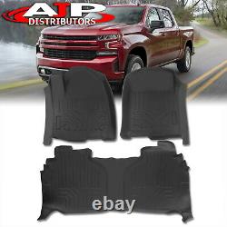 All-Season Floor Mats Liners Front+Rear For 2019-2021 Chevy Silverado 1500 Crew