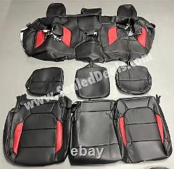 Black & Red Katzkin Seat Covers for GMC Sierra Crew Cab Elevation Silverado RST