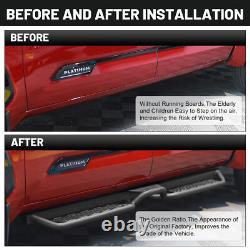 Black Side Step Fit 19-25 Silverado/Sierra 1500 Crew Cab Drop Bar Running Boards