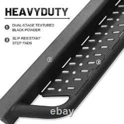 Black Side Step Fit 19-25 Silverado/Sierra 1500 Crew Cab Drop Bar Running Boards