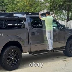 Black Side Step Fit 19-25 Silverado/Sierra 1500 Crew Cab Drop Bar Running Boards
