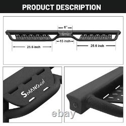 Black Side Step Fit 19-25 Silverado/Sierra 1500 Crew Cab Drop Bar Running Boards