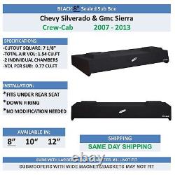 CHEVY SILVERADO & GMC SIERRA Crew Cab 8 Dual Subwoofer Enclosure Sub Box