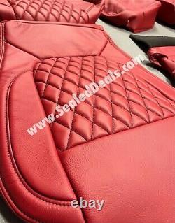 Chevy Silverado GMC Sierra Crew Cab Custom Red Diamond Leather Seat Covers