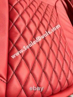 Chevy Silverado GMC Sierra Crew Cab Custom Red Diamond Leather Seat Covers