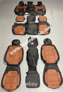 Chevy Silverado GMC Sierra Crew Cab Leather Seat Covers Upgrade Black & Mahogany