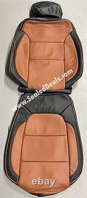 Chevy Silverado GMC Sierra Crew Cab Leather Seat Covers Upgrade Black & Mahogany