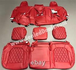 Chevy Silverado GMC Sierra Crew Cab Red with Double Diamond Leather Seat Covers