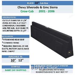 Chevy Silverado & Gmc Sierra Crew Cab 10 Sub Box subwoofer Enclosure 2 10 Box