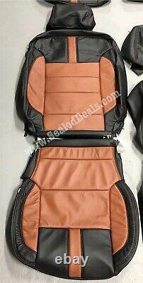 Chevy Silverado Lt Crew Cab Custom Katzkin Leather Seat Covers Black & Mahogany