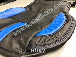 Chevy Silverado Lt Crew Cab Custom Leather Seat Replacement Covers Black & Blue