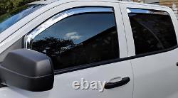 Chrome In-Channel Mount Rain Guards for 2014-2018 Silverado Sierra Full Crew Cab