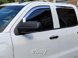Chrome In-Channel Mount Rain Guards for 2014-2018 Silverado Sierra Full Crew Cab