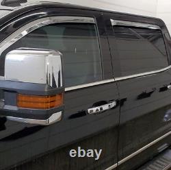 Chrome In-Channel Mount Rain Guards for 2014-2018 Silverado Sierra Full Crew Cab