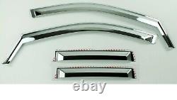Chrome In-Channel Mount Rain Guards for 2014-2018 Silverado Sierra Full Crew Cab