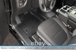 Custom Fit All-Weather Black Floor Mats for Silverado/Sierra Crew Cab 2019-2022