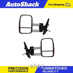 Driver and Passenger Tow Mirrors Power Heated Chrome Pair 2 for GMC Sierra 1500