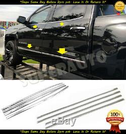 Fits 14-18 Silverado+Sierra 1500+25+3500 Crew Window Sill+Body Side Molding Set