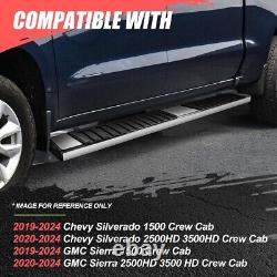 Flat Side Step Bar Running Boards for Chevy Silverado GMC Sierra Crew Cab 19-24