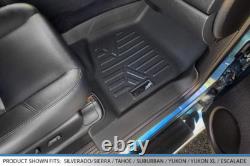 Floor Mats 2 Row Liner Set Black for 2007-2013 Silverado/Sierra 1500 Crew Cab